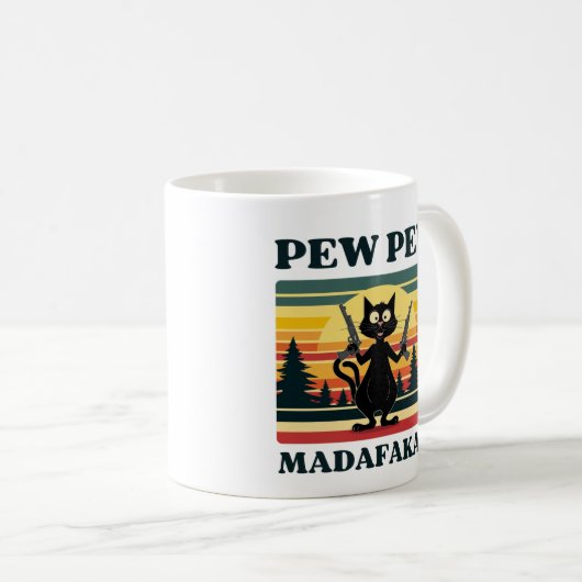 pew pew madafakas tasse, chat drôle tasse de café (Devant droit)