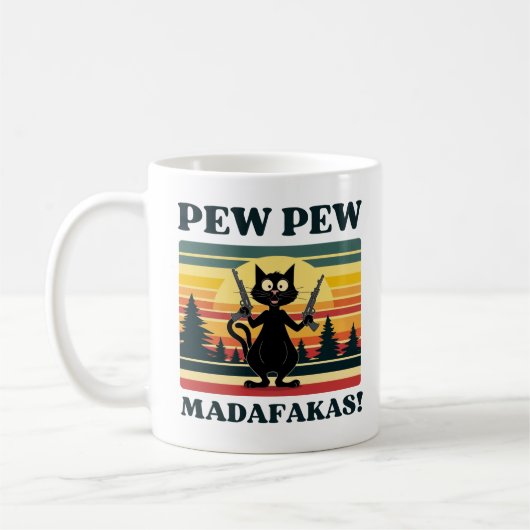 pew pew madafakas tasse, chat drôle tasse de café (Gauche)