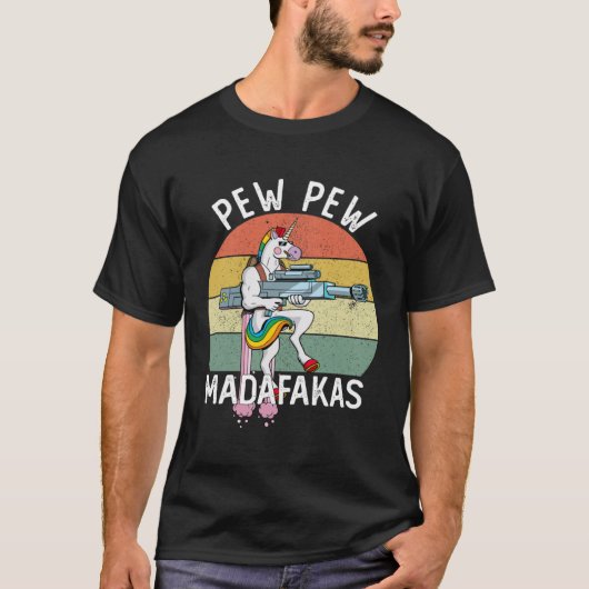 Pew Pew Madafakas Unicorn Crazy T-shirt (Voorkant)