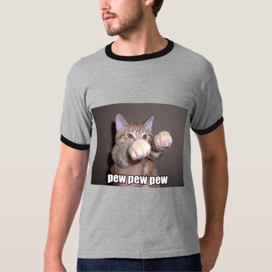 Pew Pew Pew Cat T-shirt (Voorkant)