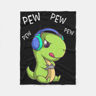 Pew Pew Pew Schattige T-rex Dinosaur Videospeler G Fleece Deken