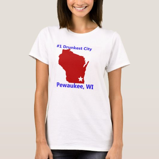 Pewaukee, le T-shirt des femmes de ville de WI #1 (Devant)