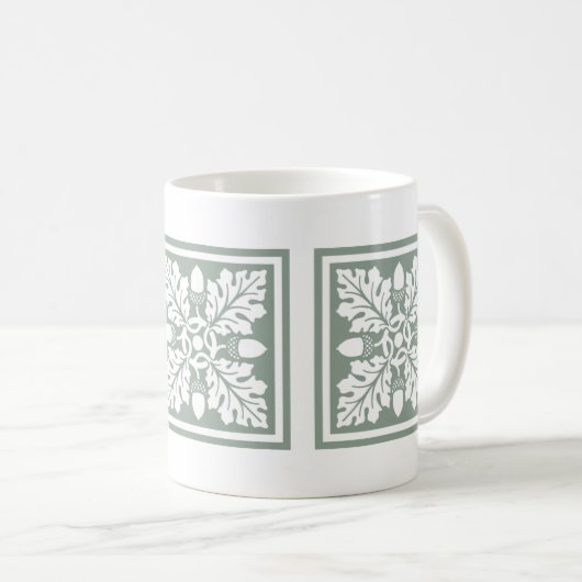 Pewter Acorn en Leaf Tile Design Coffee Mok (Voorkant rechts)