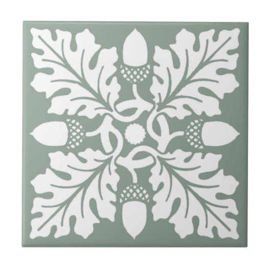 Pewter Acorn en Leaf Tile Design Tegeltje (Voorkant)
