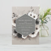 Pewter Anemone Wedding Kaart (Staand voorkant)