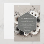 Pewter Anemone Wedding Kaart (Voorkant / Achterkant)