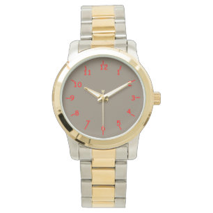 Pewter en Rood Horloge