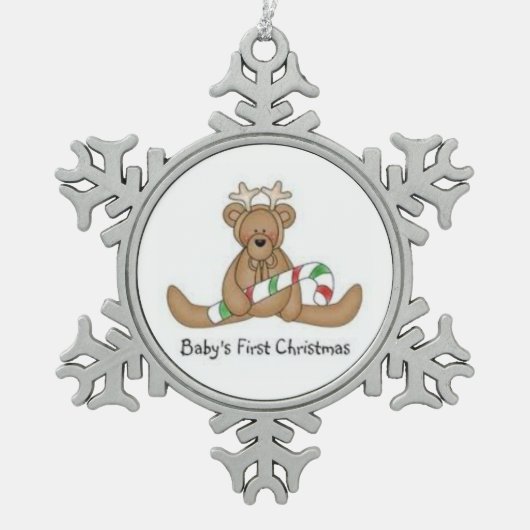 Pewter Sneeuwvlok Ornament/Baby's Eerste Kerstmis Tin Sneeuwvlok Ornament (Voorkant)