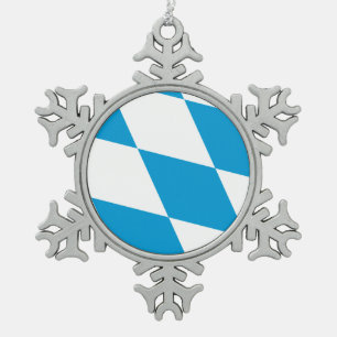 Pewter Sneeuwvlok Ornament met Beierse vlag