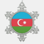 Pewter Snowflake Ornament met Azerbeidzjan Flag (Voorkant)
