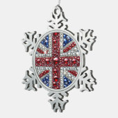 Pewter Snowflake Ornament met Britse kleuren (Rechts)
