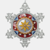 Pewter Snowflake Ornament met Colombiaanse kleuren (Voorkant)