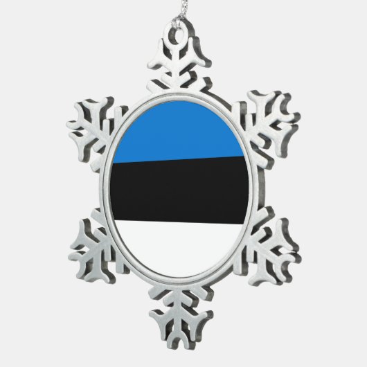 Pewter Snowflake Ornament met de vlag van Estland (Rechts)