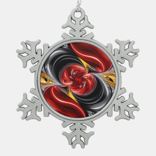 Pewter Snowflake Ornament met Duitse kleuren (Voorkant)