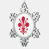 Pewter Snowflake Ornament met Florence Flag (Rechts)