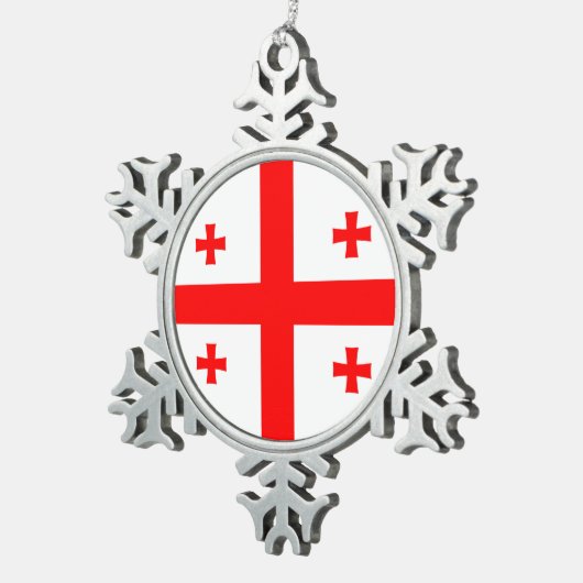 Pewter Snowflake Ornament met Georgia Flag (Rechts)