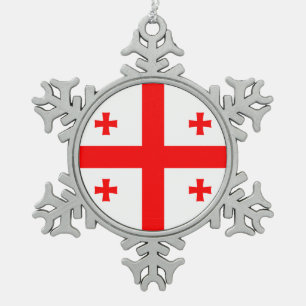 Pewter Snowflake Ornament met Georgia Flag