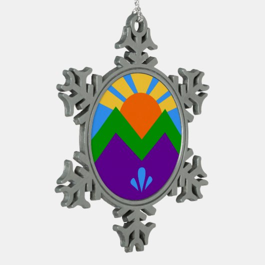 Pewter Snowflake Ornament met Manitou Springs (Links)