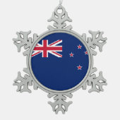 Pewter Snowflake Ornament met Nieuw-Zeelandse vlag (Voorkant)