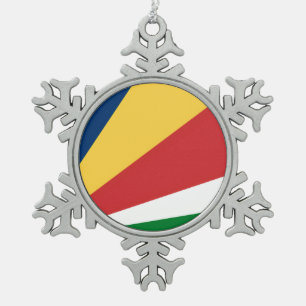Pewter Snowflake Ornament met Seychellen kleuren
