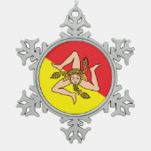 Pewter Snowflake Ornament met Siciliaanse vlag (Voorkant)