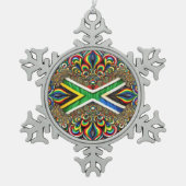 Pewter Snowflake Ornament met Zuid-Afrika Kleuren (Voorkant)