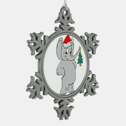 Pewter Snowflake Ornament/Santa Elephant Tin Sneeuwvlok Ornament (Links)