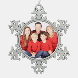 Pewter Snowflake Ornament, voeg uw foto toe Tin Sneeuwvlok Ornament