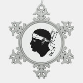 Pewter Snowflake Ornament with Corsica Flag (Voorkant)