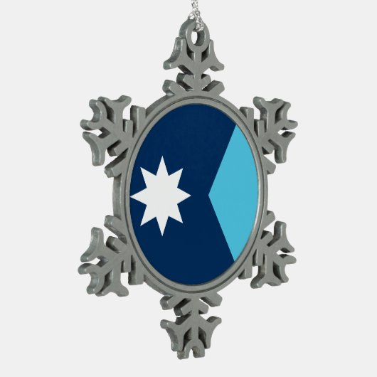 Pewter Snowflake Ornament with Minnesota Flag (Links)