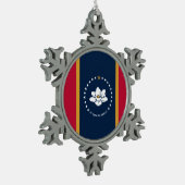 Pewter Snowflake Ornament with Mississippi Flag (Links)