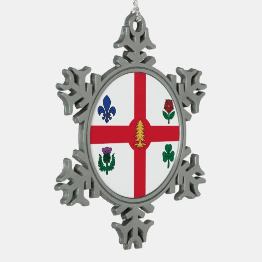 Pewter Snowflake Ornament with Montreal Flag (Links)