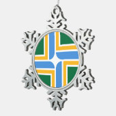 Pewter Snowflake Ornament with Portland Flag (Rechts)