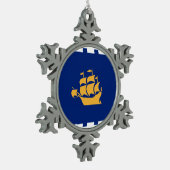 Pewter Snowflake Ornament with Quebec City Flag (Links)