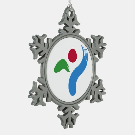 Pewter Snowflake Ornament with Seoul Flag (Links)