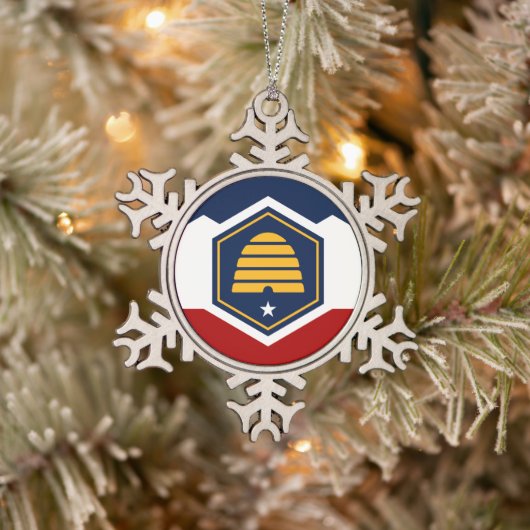 Pewter Snowflake Ornament with Utah Flag (Boom)
