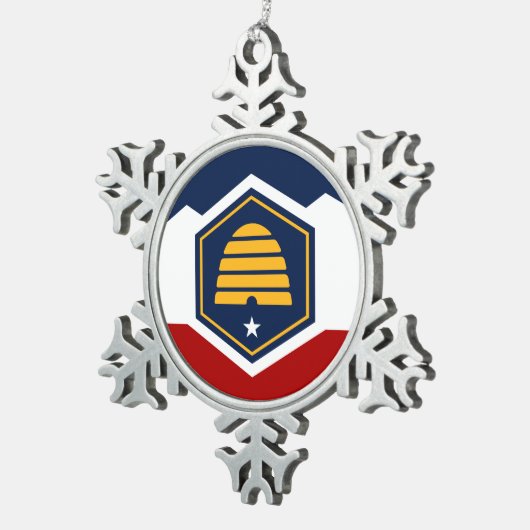 Pewter Snowflake Ornament with Utah Flag (Rechts)