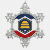 Pewter Snowflake Ornament with Utah Flag (Voorkant)