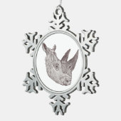 Pewter Snowflake Rhino Ornament (Rechts)