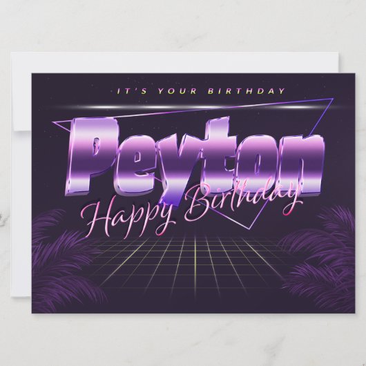 Peyton Nom Prénom lila retro Carte Anniversaire (Devant)