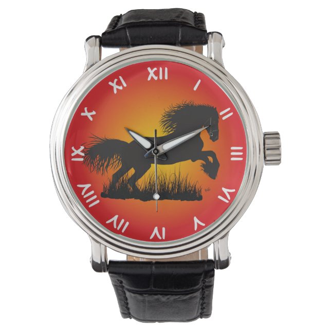 Pferd - Mustang Uhr Horloge (Voorkant)