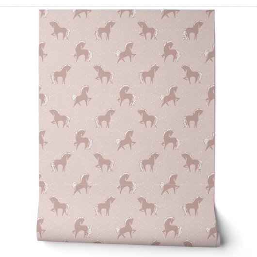Pferde alt rosa behang (Afrollen)