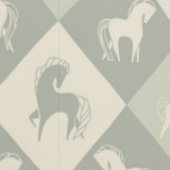 Pferde und Rautenmuster grau grün vanilla Behang (Zoom)