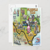 Pflugerville Texas Cartoon Map Briefkaart (Voorkant / Achterkant)