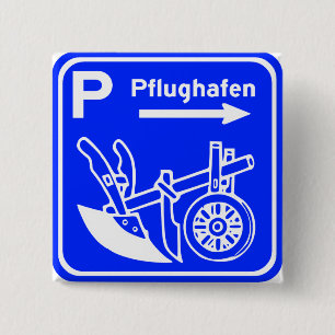 Pflughafen Schild Highway Sign Vierkante Button 5,1 Cm