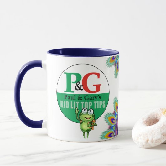 PGTips tea mok. Paul & Gary's Kind verlichte tips. Mok (Met donut)