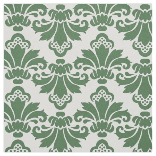 PH&D Tissu Damas d'antiquité vert foncé/blanc (Échantillon)