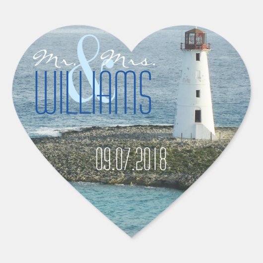 PH&D Wedding Heart Sticker New England Lighthouse (Voorkant)