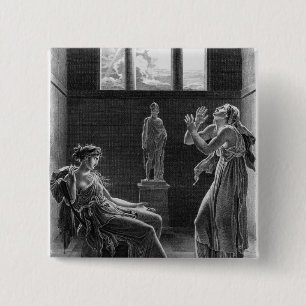 Phaedra en Oenone, illustratie van wet I Vierkante Button 5,1 Cm