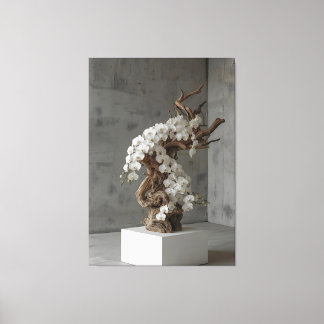 Phalaenopsis White × Driftwood – Ascending Flow Canvas Afdruk